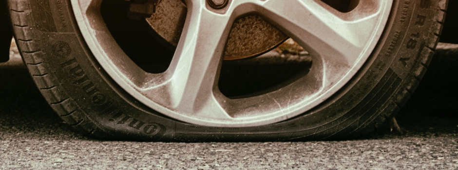 Close up of flat tire